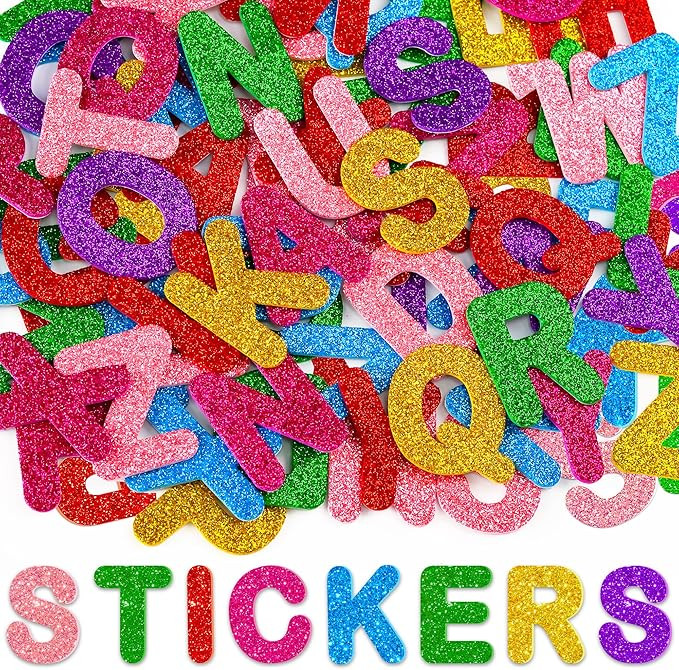 448 Pcs Letter Stickers Glitter Foam Alphabet Stickers,1.5 inch 1 inch Self-Adhesive Heart Star F... | Amazon (US)