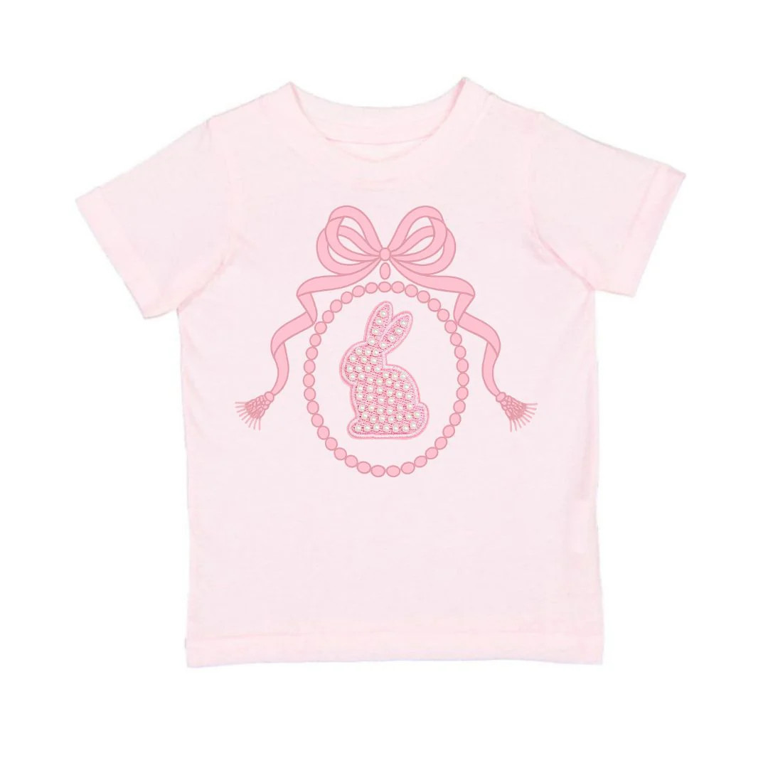 Bunny Locket Pearl Patch Easter Short Sleeve T-Shirt - Ballet | Sweet Wink