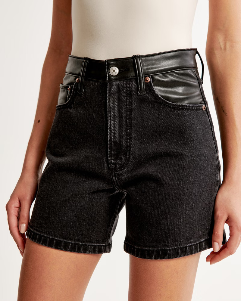 Mixed Fabric High Rise Dad Short | Abercrombie & Fitch (US)