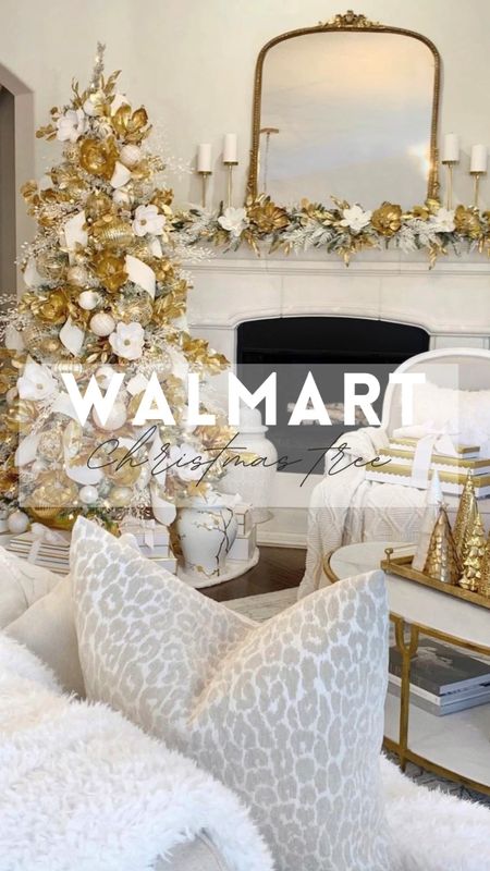 Affordable flocked Christmas tree from Walmart 🎄✨ living room Christmas tree white and gold decor 

#LTKhome #LTKsalealert #LTKHoliday