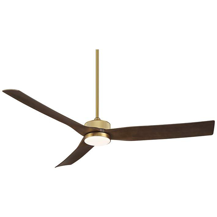 60" Casa Vieja Montage Soft Brass LED Damp Rated Fan with Remote | Lamps Plus