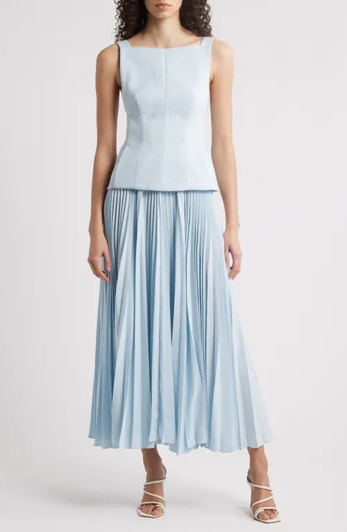 Acler Hollinshill Pleated Sleeveless Maxi Dress in Baby Blue at Nordstrom, Size 12 | Nordstrom