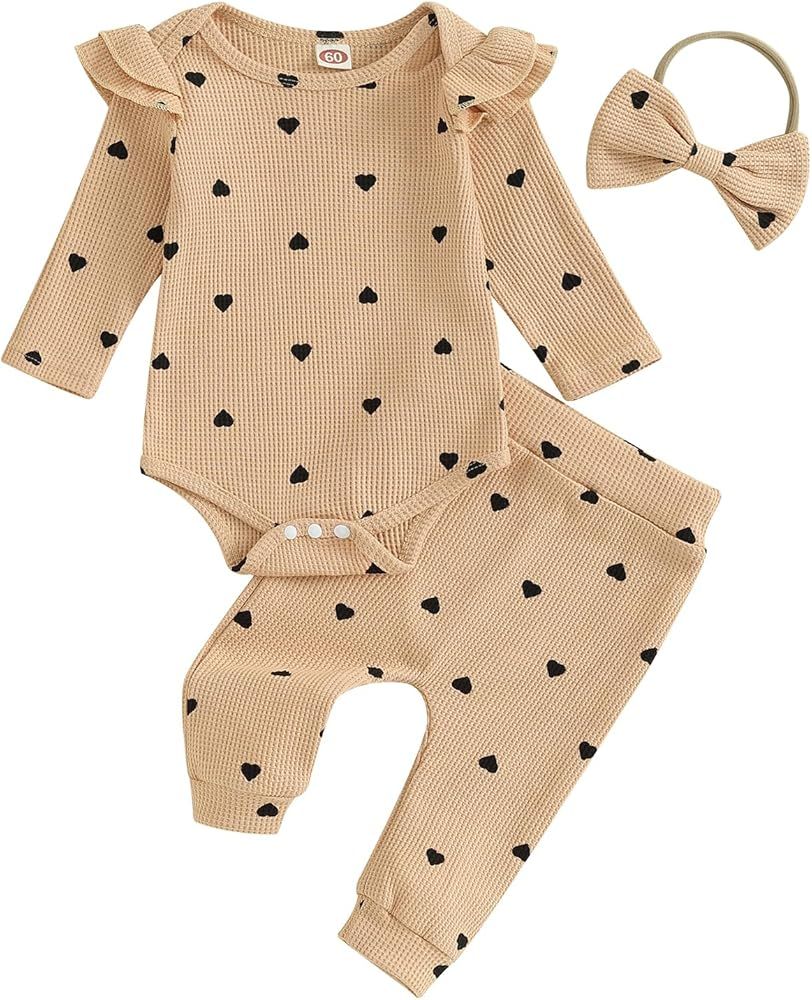 FYBITBO Daddys Girls Baby Clothes Newborn Infant Ruffle Romper Long Sleeve Onesie Pants Fall Wint... | Amazon (US)