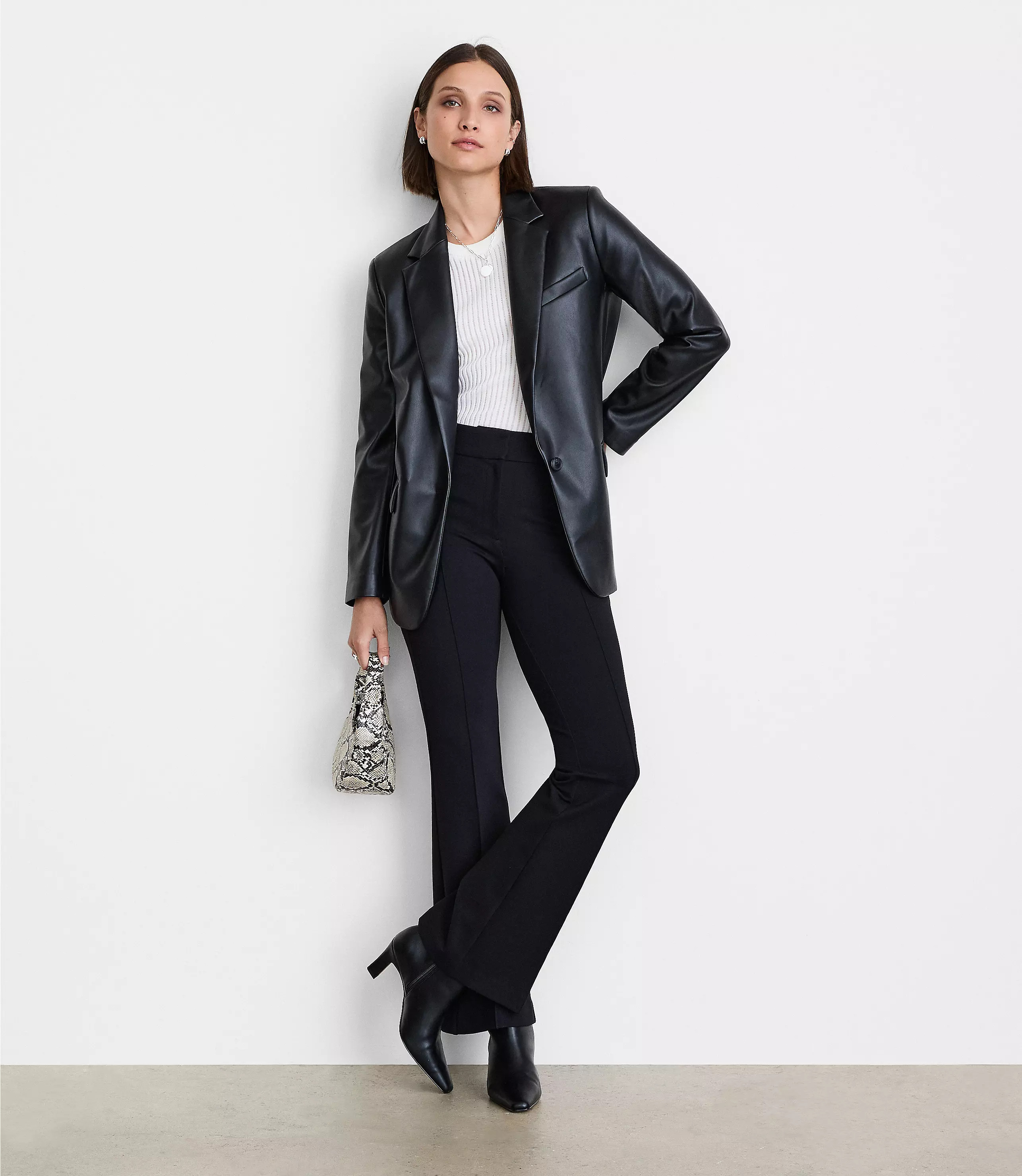 Petite LOFT Versa Faux Leather Relaxed Blazer | LOFT