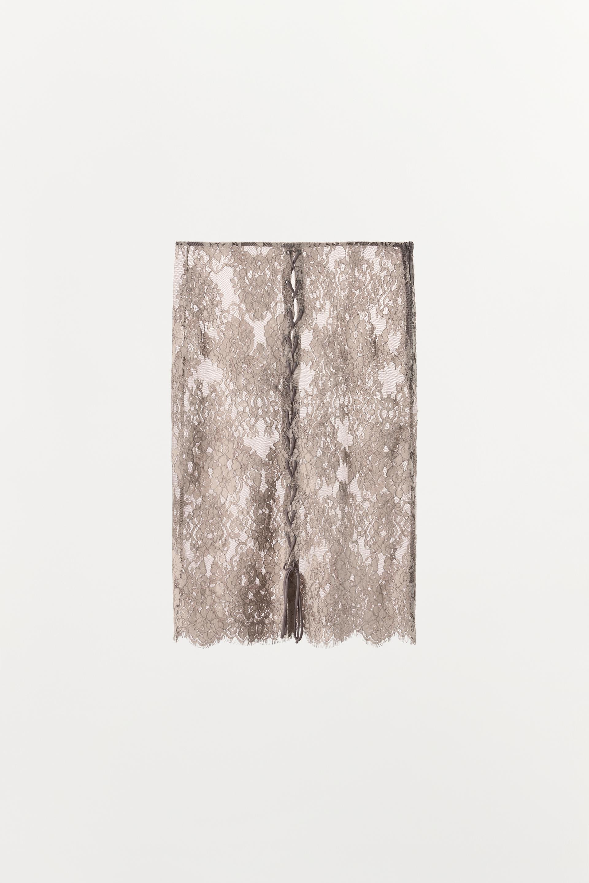 Zara - Lace Midi Skirt - Dusty Pink - L - Woman | Zara US