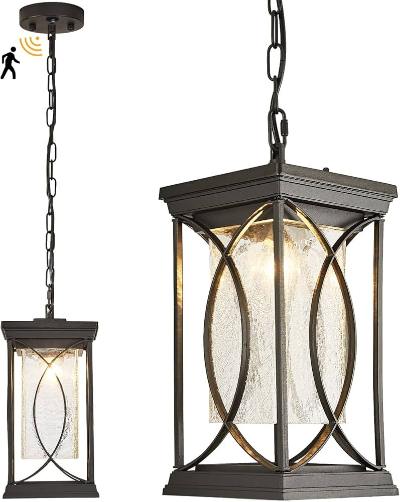 Motion Outdoor Pendant Light Fixtures Dusk to Dawn Exterior Ceiling Hanging Lantern for Porch, Mo... | Amazon (US)