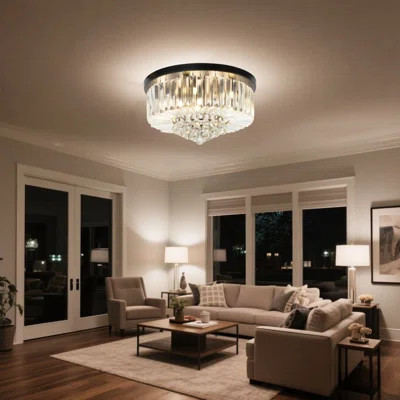 Ceiling Light Fixture - 23.6 Inch Round Cake Crystal Ceiling Light - High Quality K9 Crystal/e12 Base/no Light Source/wall Control | Wayfair North America