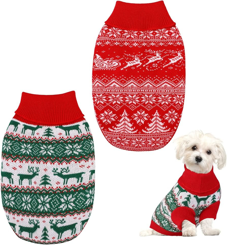 Pedgot 2 Pack Christmas Pet Sweaters Xmas Dog Holiday Sweaters Funny Pet Costume Christmas Pet Wa... | Amazon (US)
