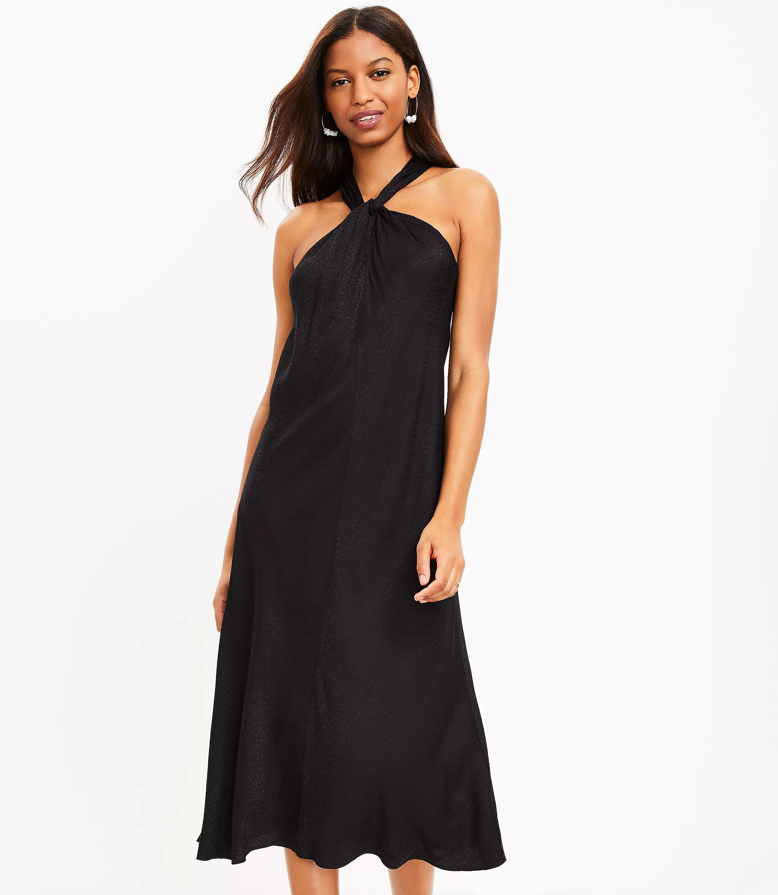 Keyhole Halter Midi Dress | LOFT