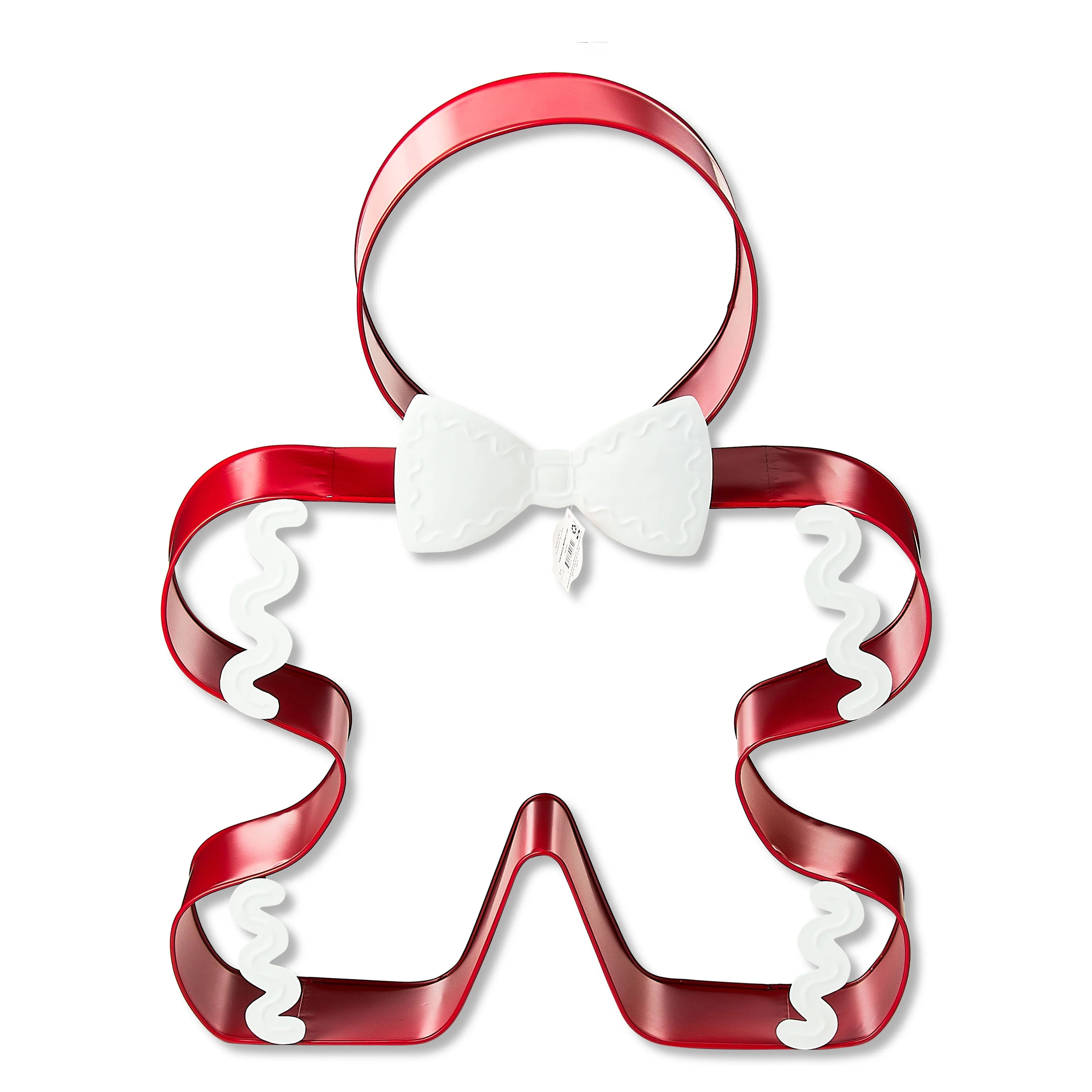 Metal Gingerbread Cookie Cutter Christmas Decoration, Red and White, 28", by Holiday Time | Walmart (US)