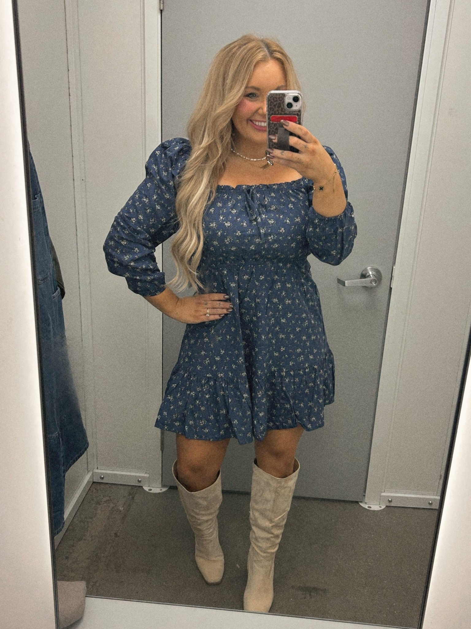 This dress is sooo cute! Sized down a lot and I’m wearing a small! 

#LTKFallSale #LTKMidsize #LTKSeasonal