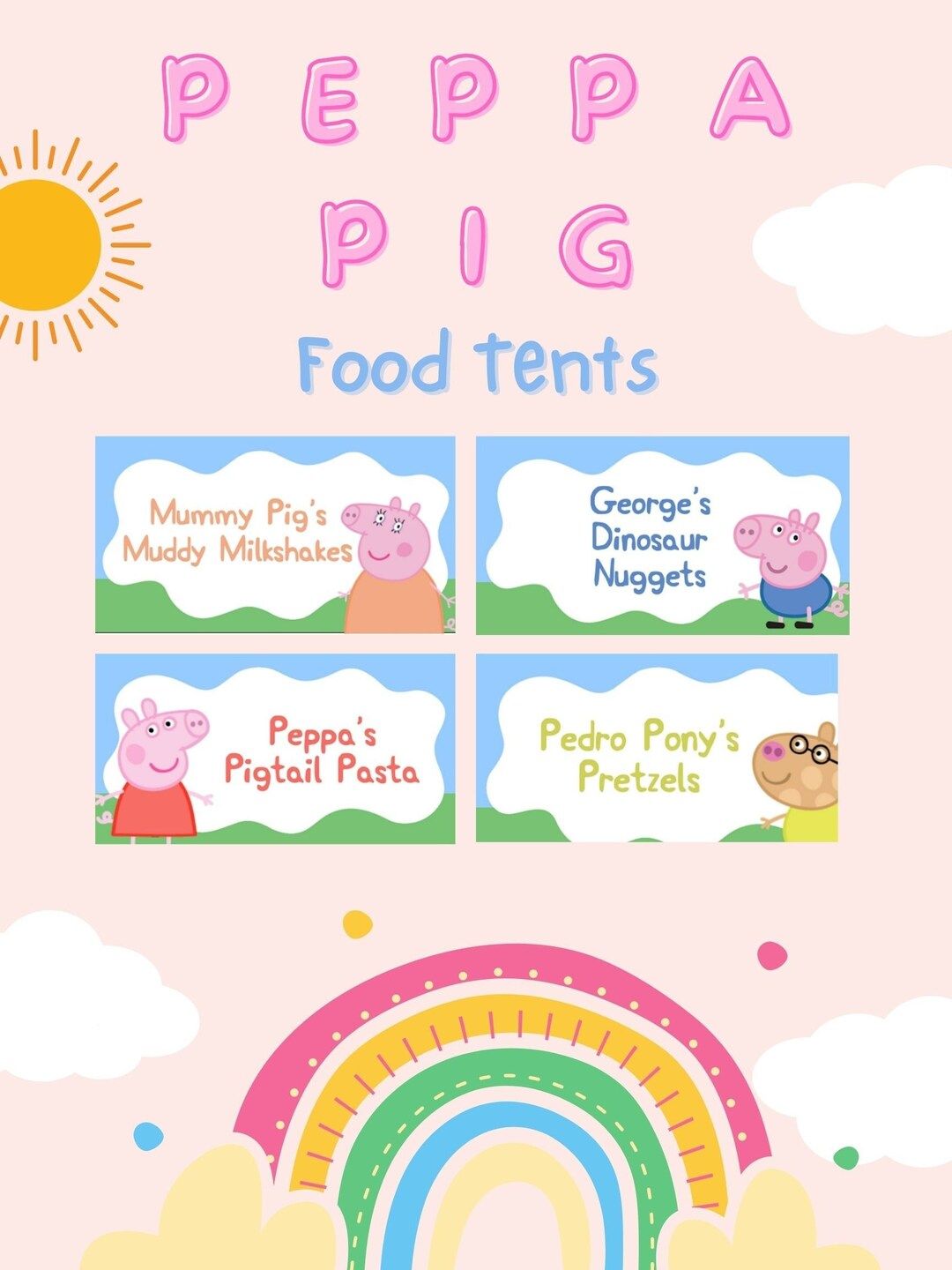 Instant Download Peppa Pig Food Party Labels | Etsy (US)