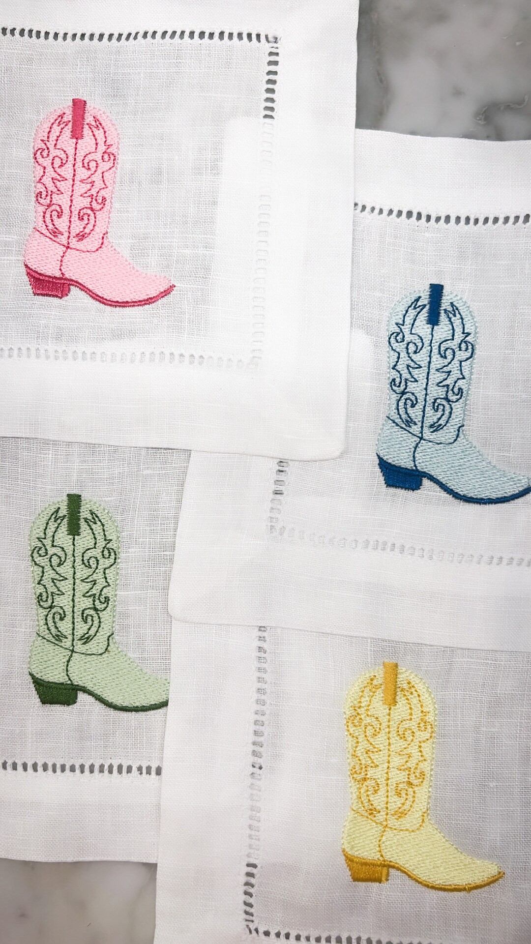 Cowboy Boot Linen Cocktail Napkins Custom Cocktail Napkins - Etsy | Etsy (US)