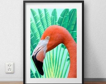 Flamingo Print, Flamingo Art, Tropical Wall Art, Printable Flamingo, Flamingo Poster, Beach Decor, A | Etsy (US)