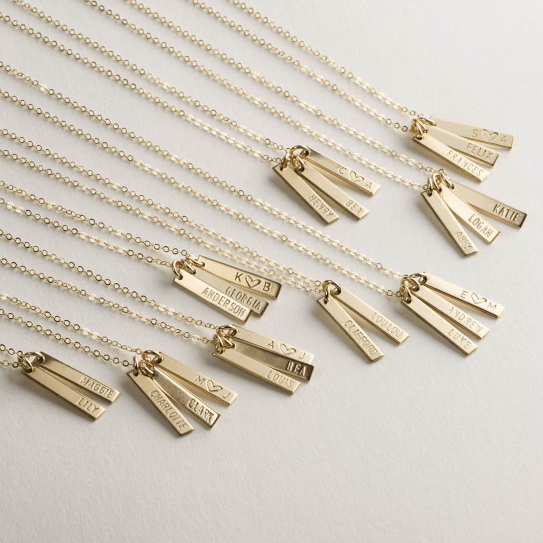 Tiny Personalized Bar Tag Necklace for Kids' Names, Coordinates, Dates | 14k Gold Fill, Sterling ... | Etsy (US)
