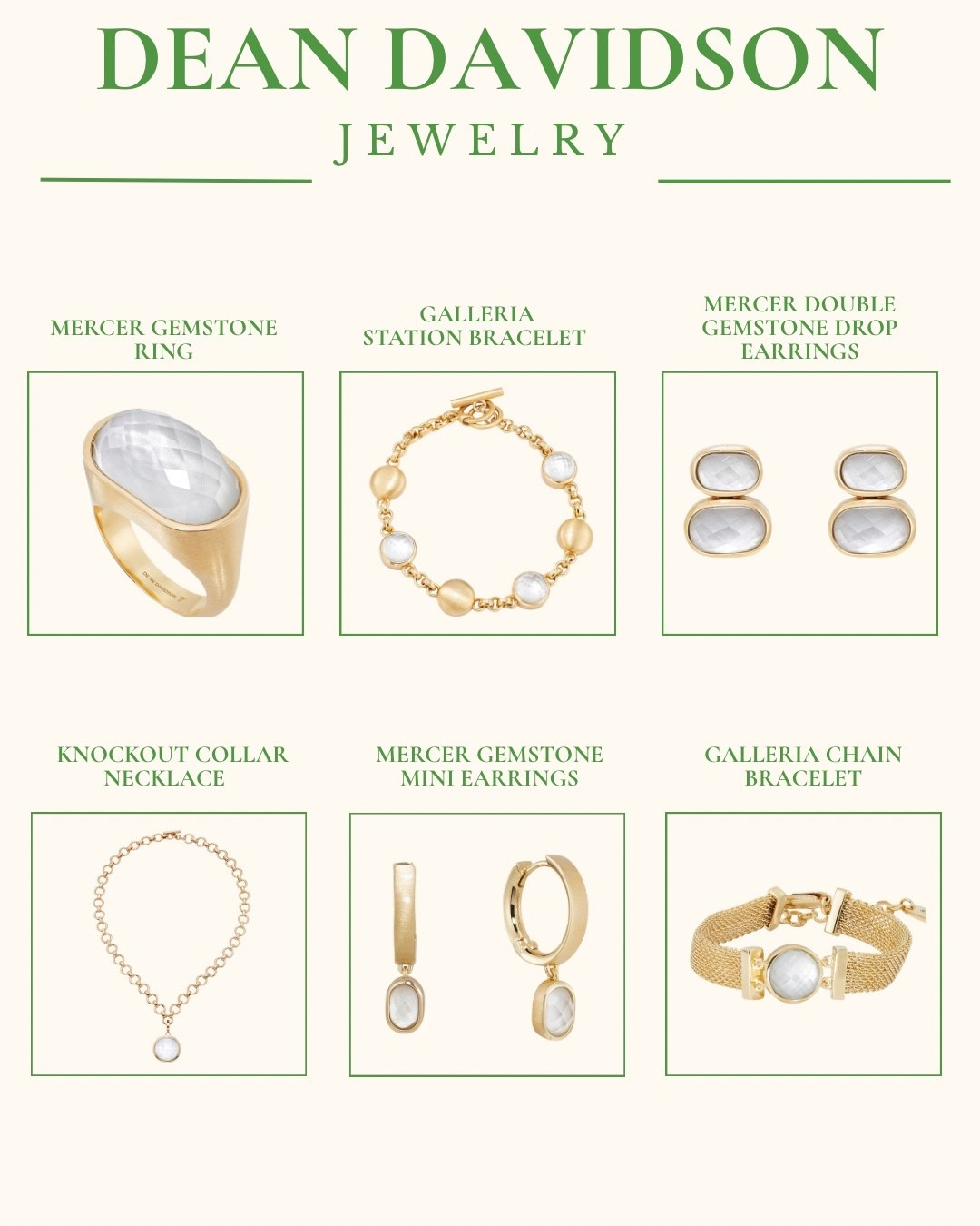 Modern, polished, and effortlessly chic — Dean Davidson never misses. These pieces have that clean, elevated look that instantly pulls an outfit together without trying too hard.

I love how the soft stones + gold combo feels both classic and current — perfect for everyday wear or dressing up.
Sharing my top picks here 💫

#DeanDavidson #JewelryEdit #MinimalLuxury #LTKStyle #LTKJewelry

#LTKootd #LTKOver40 #LTKgrwm