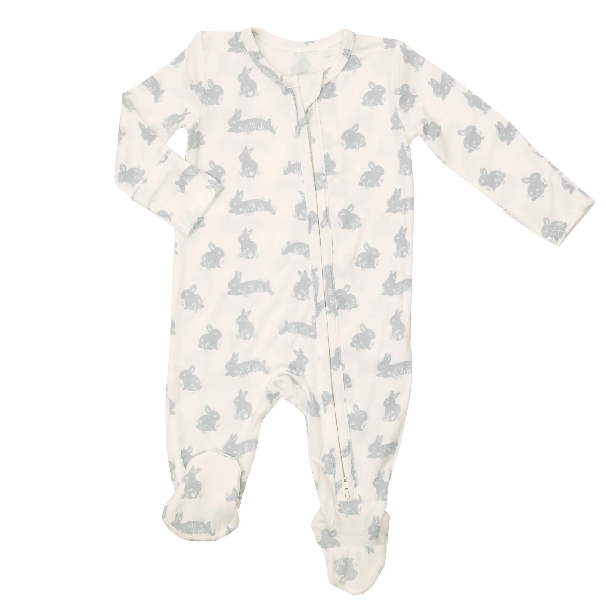 Zip Footie, Grey Bunnies | SpearmintLOVE