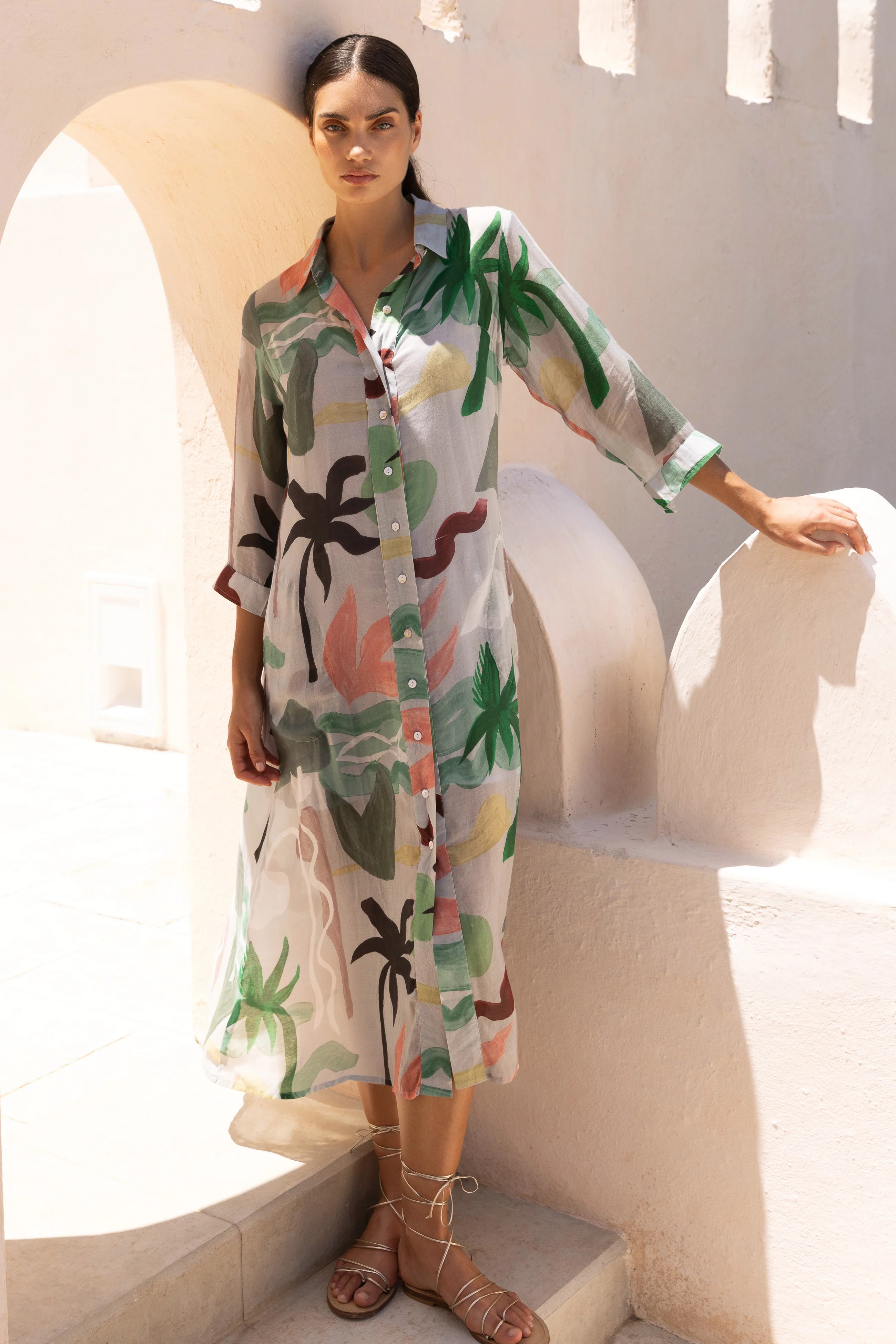 Shirt Dress Midi- Paradiso Petal | Oliphant Design