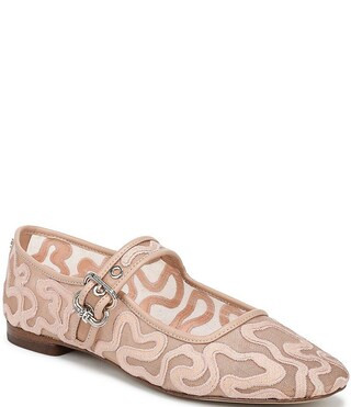 Sam Edelman Michaela Mesh Embroidered Mary Jane Flats - 6.5 | Dillard's