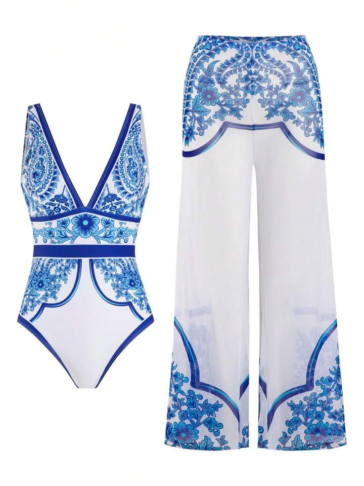 Beach Pants And Swimsuit Set | SHEIN