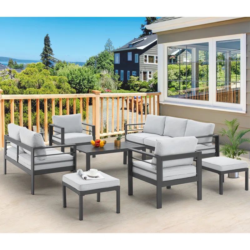 Harriston Metal 9 - Person Seating Group with Cushions | Wayfair North America