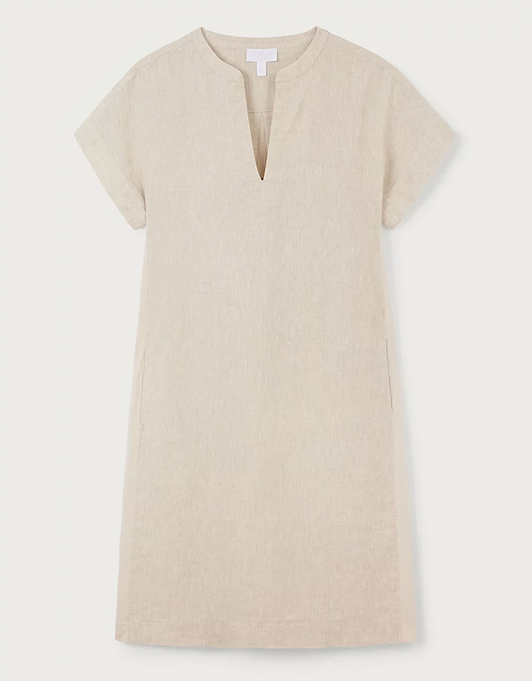 Linen Rib Side Dress with Pintuck Yoke | The White Company (US & CA)