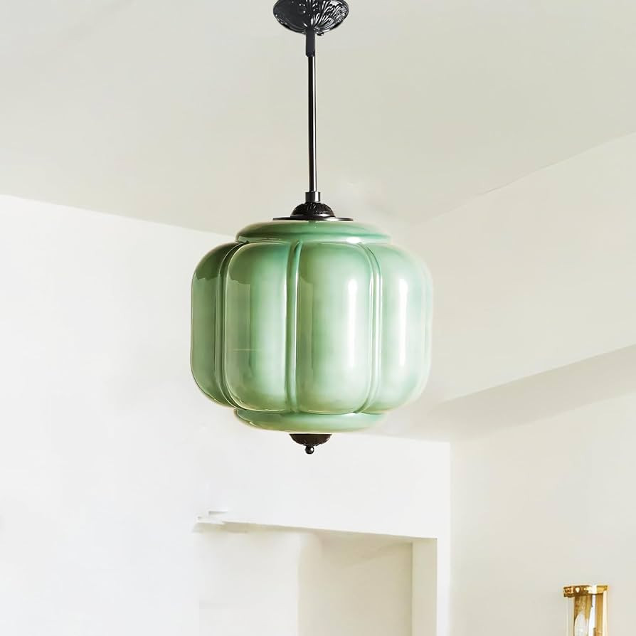 Antique Black Milk Glass Ceiling Light Fixture - 9.8 Inch Vintage Semi Flush Mount Pendant Light ... | Amazon (US)