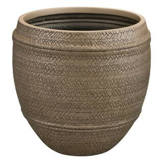 Vigoro 14.6 in. Lavendar Brown Woven Textured Plastic Planter (14.6 in. D x 14 in. H) with Draina... | The Home Depot