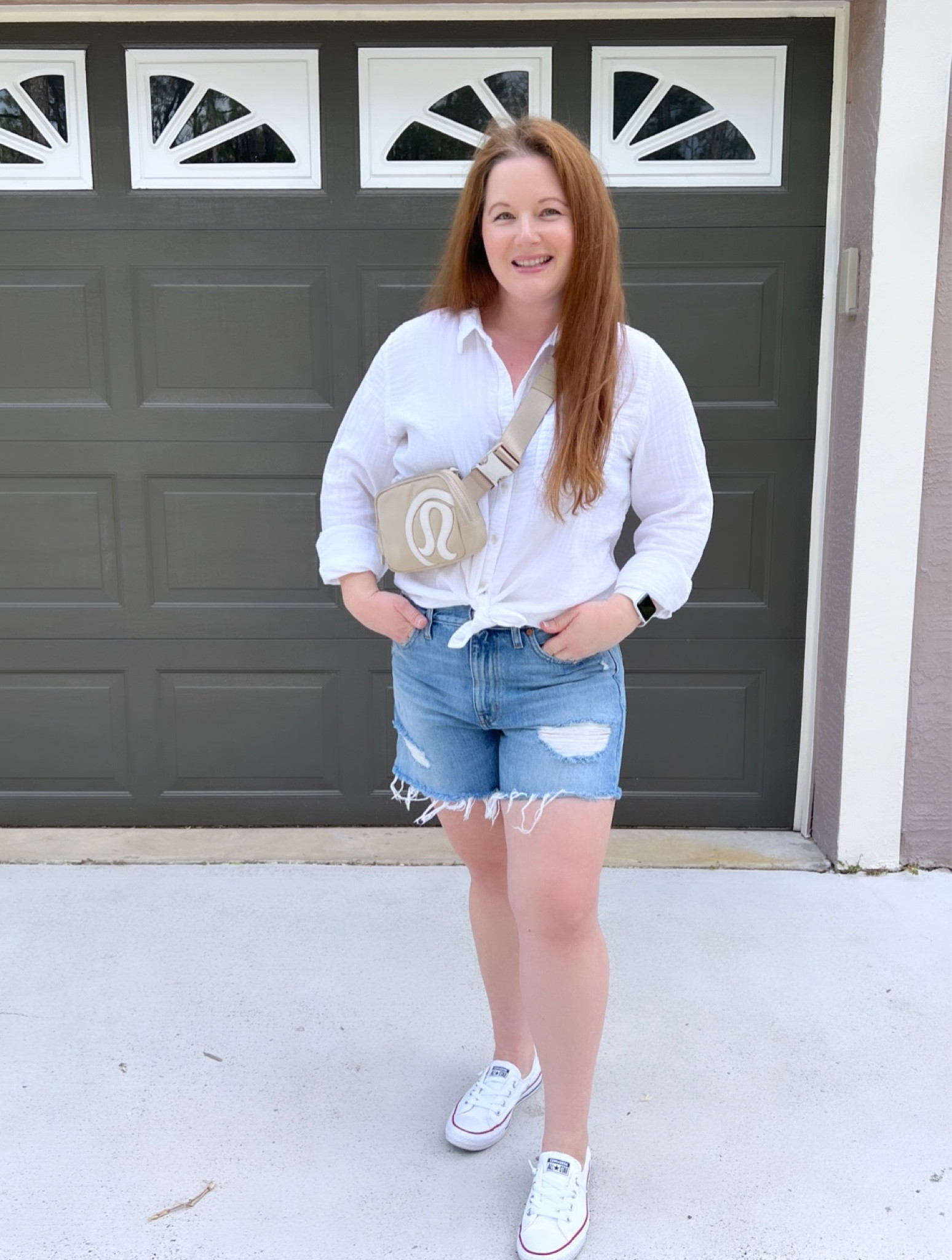New Lululemon everyday belt bag, embroidered belt bag, Spring belt belt, neutral style, gauze button down, Target style, Madewell jean shorts, Converse style, Kohls style 

#LTKstyletip #LTKSeasonal #LTKunder50