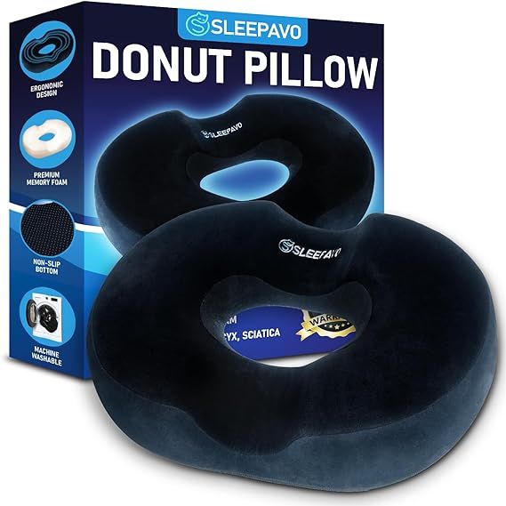 Sleepavo Donut Pillow Seat Cushion for Chair - Sitting Butt Donut Pillow Tailbone Pain Relief for... | Amazon (US)
