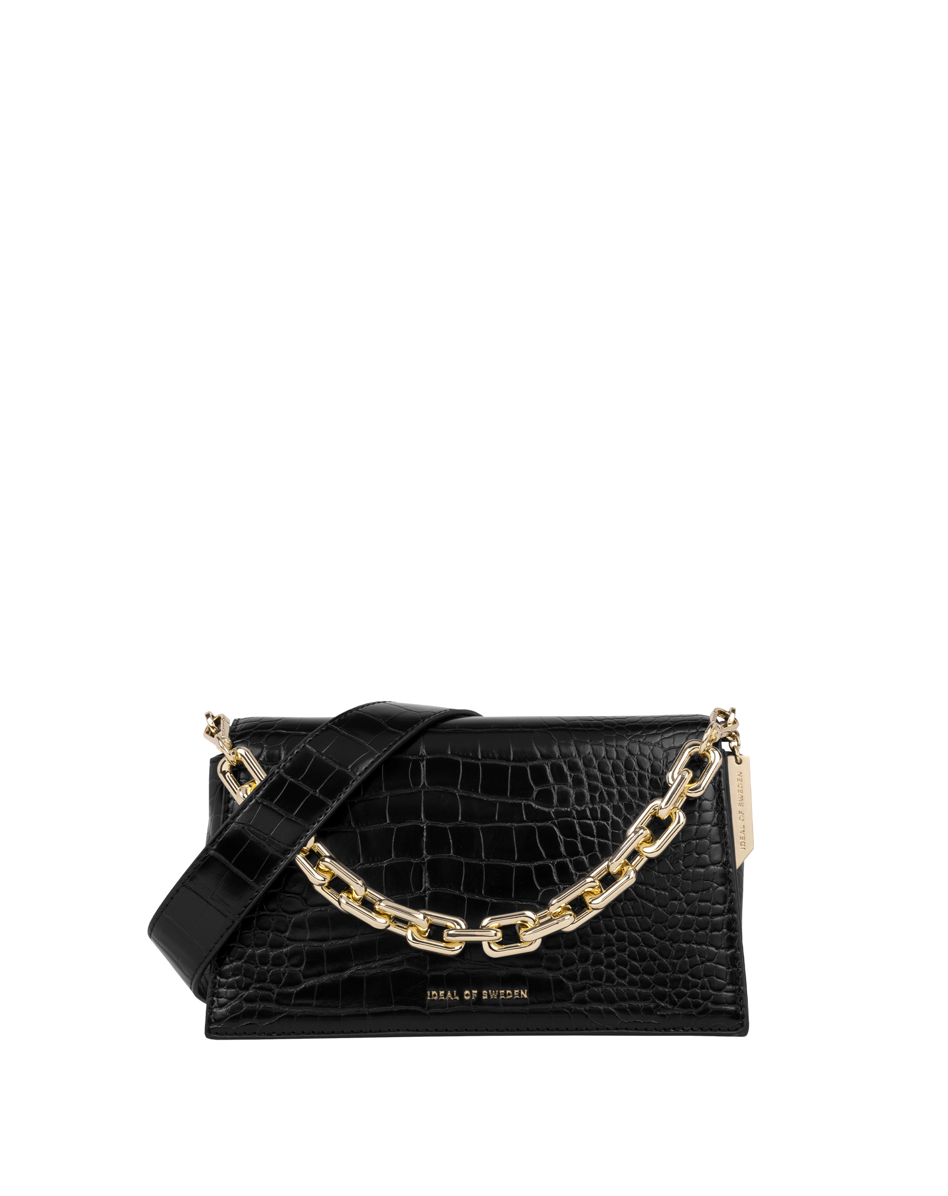 Leia Trio Compartment Bag Jet Black Croco | iDeal of Sweden (FR)