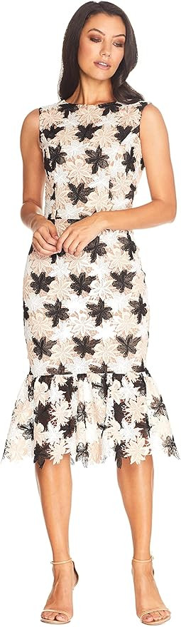 Dress the Population Women's INES Sleeveless Round Neck Bodycon Ruffle Hem Midi Dress | Amazon (US)