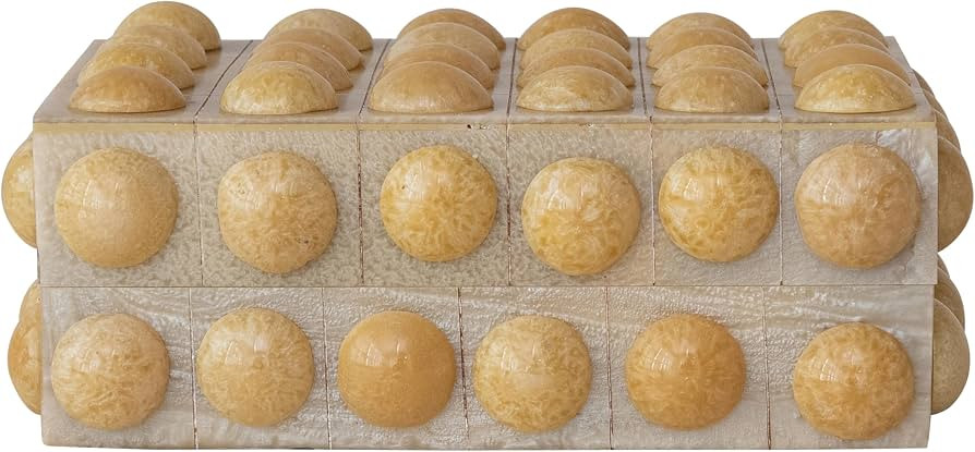Creative Co-Op Handmade Marbled Resin Bobbin Box, Cream | Amazon (US)