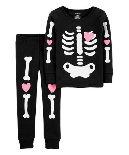 White & Pink Glow-in-the-Dark Skeleton Pajama Set - Infant & Toddler | Zulily