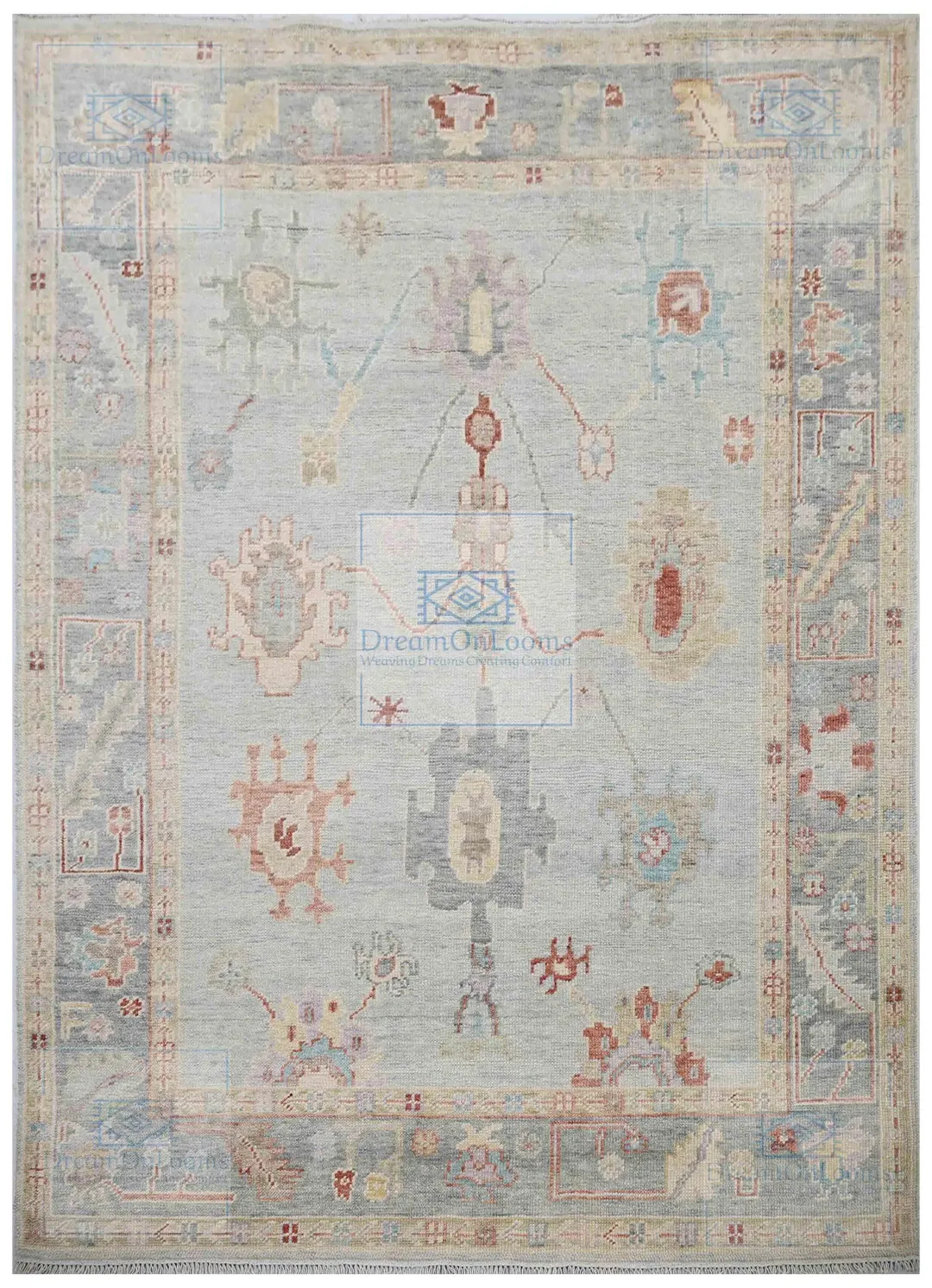 Oushak Rug,Blue Beige  Hand Knotted Wool Rug |  Accent-Blue Green Beige  Turkish Oushak Rug | New... | Etsy (US)