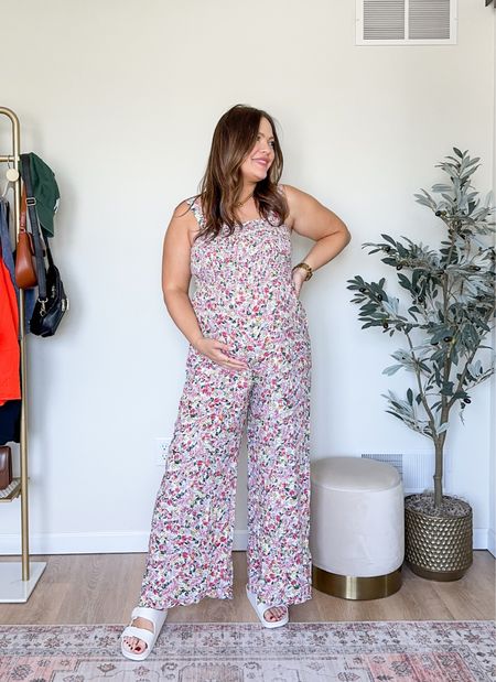 Floral jumpsuit with smoked top and pockets // I should have sized up - straps are not adjustable / comes in other pattern options 👏🏻

#LTKfindsunder50 #LTKstyletip #LTKbump