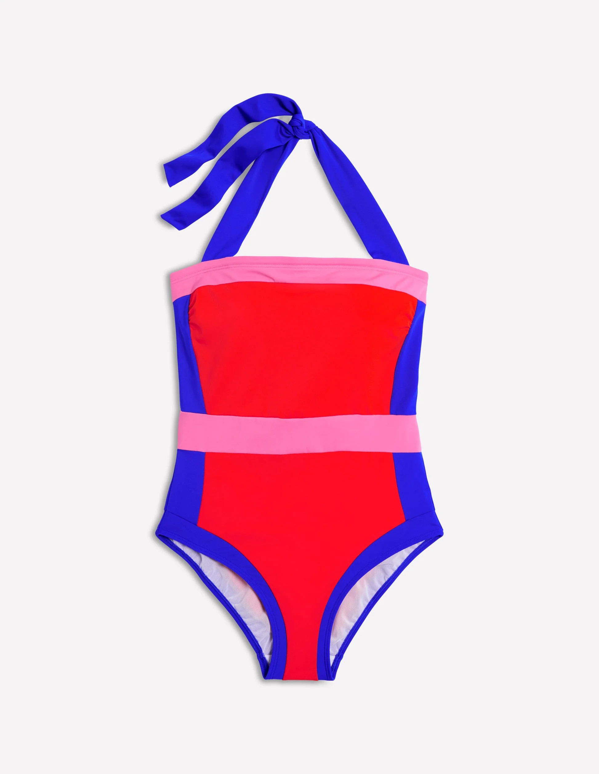 Santorini Halterneck Swimsuit-Fire Red Colourblock | Boden UK