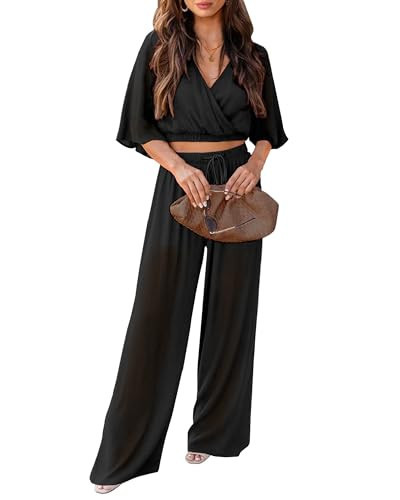 luvamia 2 Piece Outfits for Women Summer Summer Outfits Resort Wear for Women Black 2 Piece Set for Women Two Piece Sets for Women Going Out Black Large Fits Size 12 Size 14 | Amazon (US)