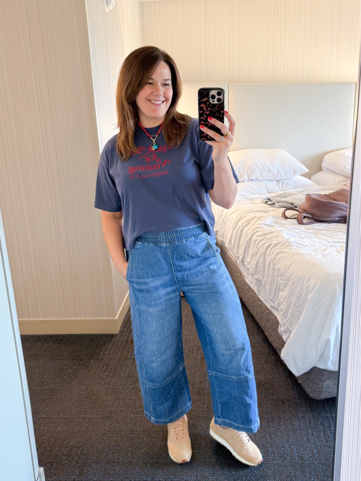 I guess I’ve entered my elastic waist jeans era because these are favorites. Size medium for me here. 



Summer style, pull on jeans, barrel jeans, outfit ideas, style finds, summer style finds, easy outfit ideas, midsize style, size 10, size 10 style finds