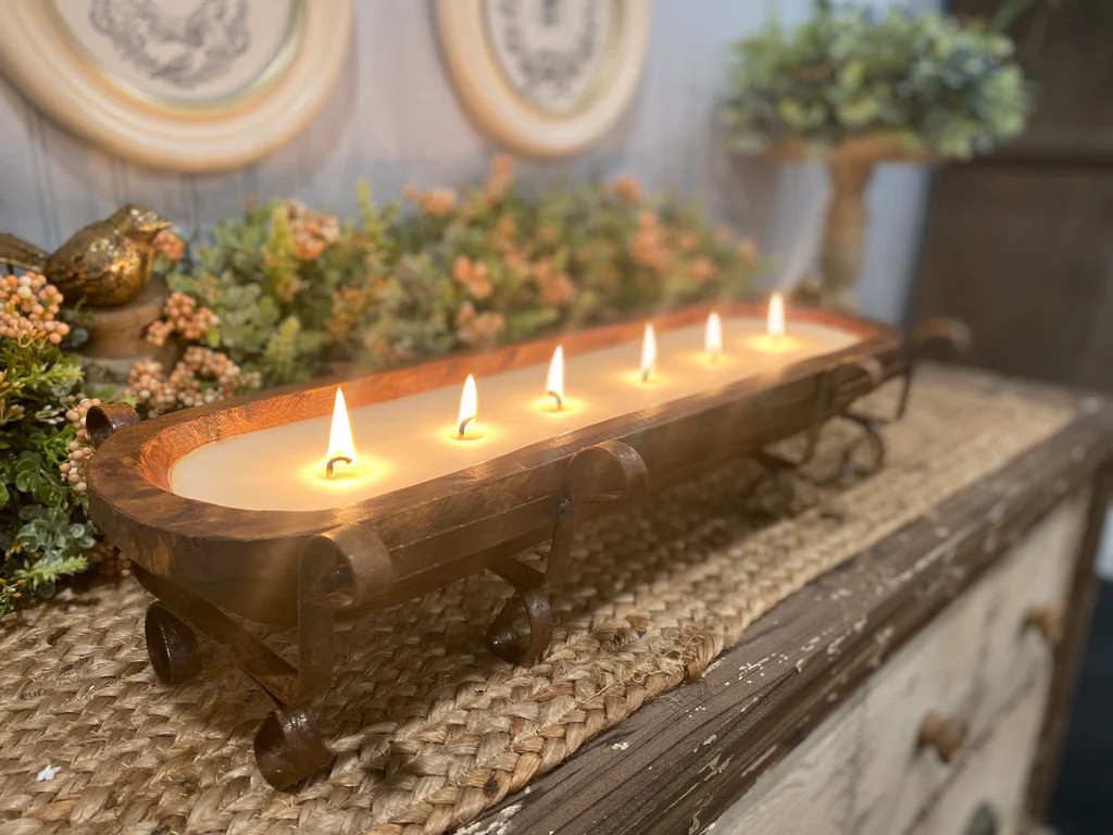 River Chic Candles - 6 Wick Dough Bowl Candle - Brown | River Chic Designs