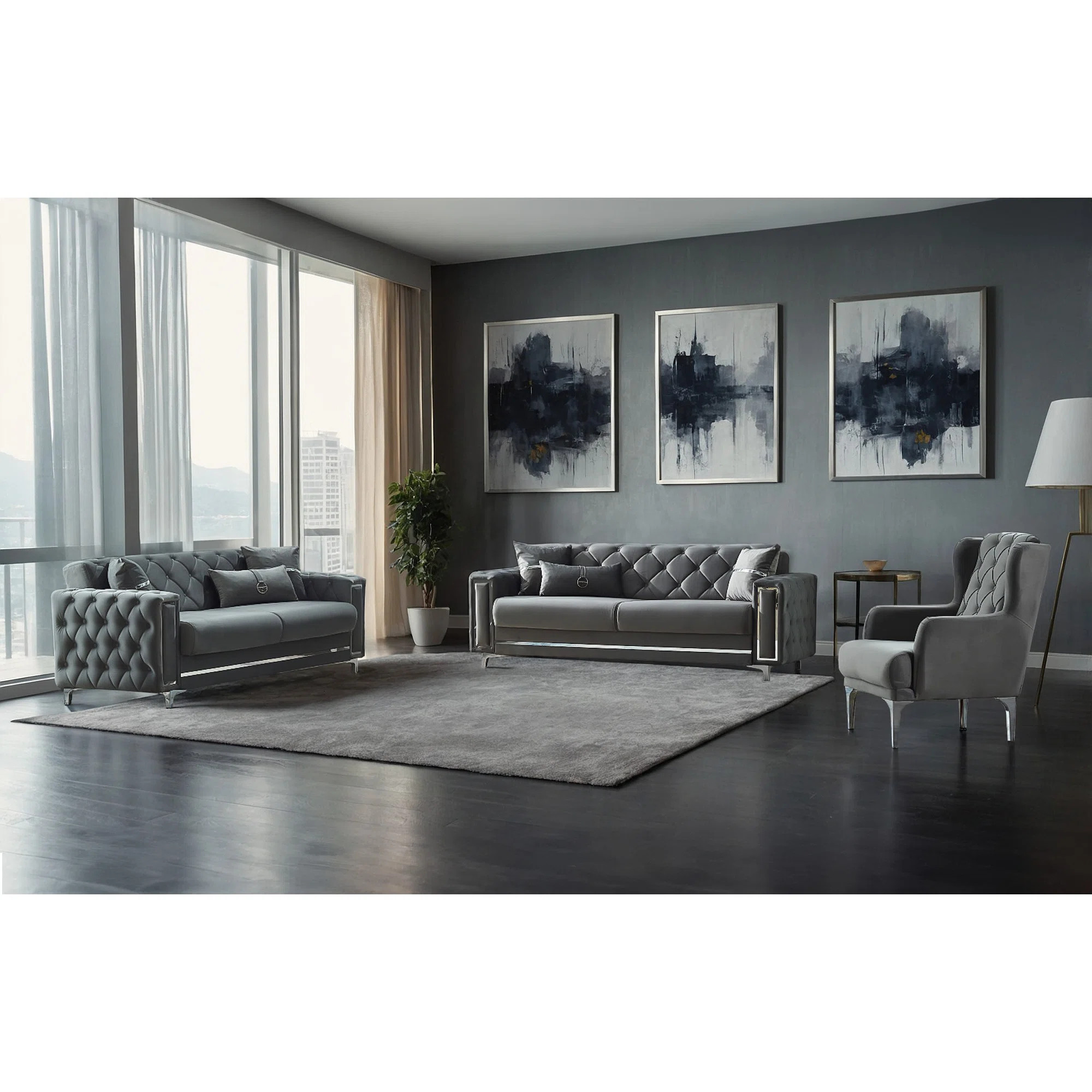 Everly Quinn Jadesha 3 - Piece Velvet Living Room Set & Reviews | Wayfair | Wayfair North America
