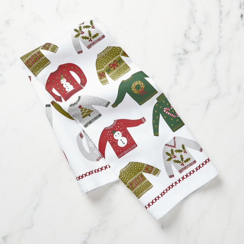 Christmas Sweaters Dish Towel + Reviews | Crate and Barrel | Crate & Barrel