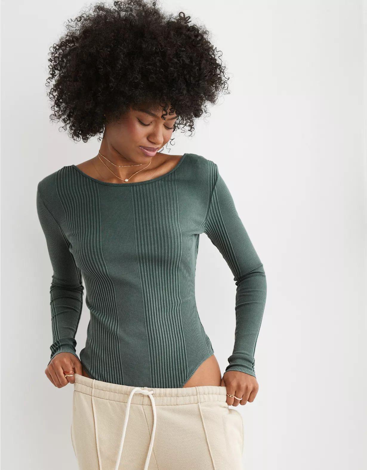 Aerie Long Sleeve Cross Back Bodysuit | Aerie