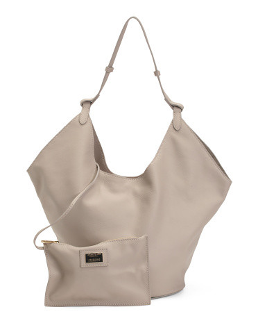 Made In Italy Leather Oval Bottom Hobo | TJ Maxx