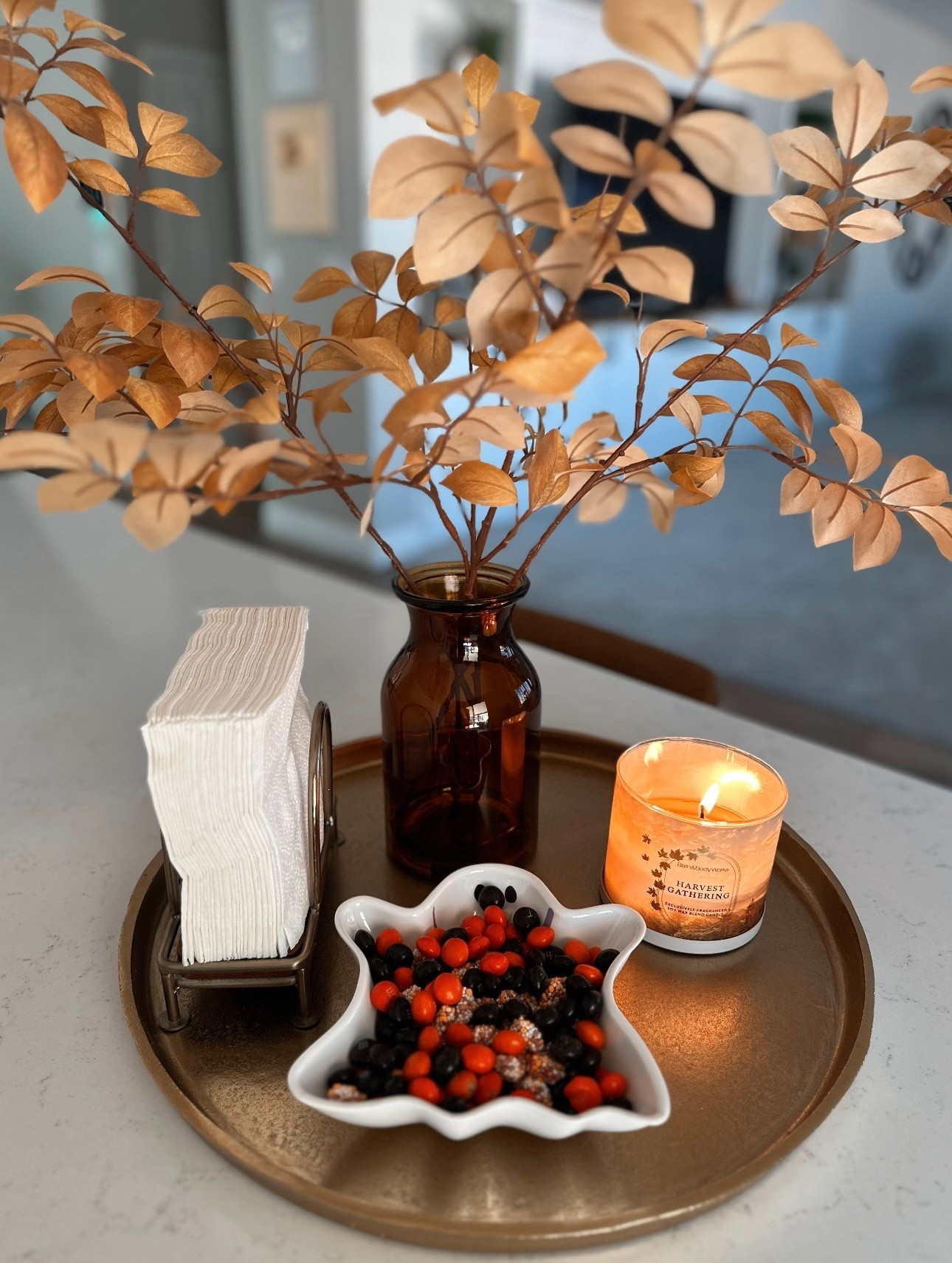 Fall/Autumn home decor. Centerpiece for kitchen island or dining table.

Candle, foliage, vase, candy dish, candy bowl

#LTKHome #LTKSeasonal #LTKHalloween