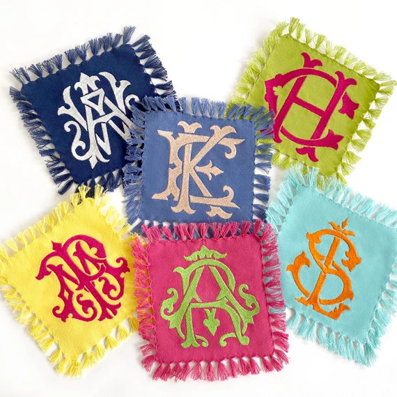 Fringe Cocktail Napkins | Monogrammed Cocktail Napkins |  Personalized Cocktail Napkins |  Monogr... | Etsy (US)