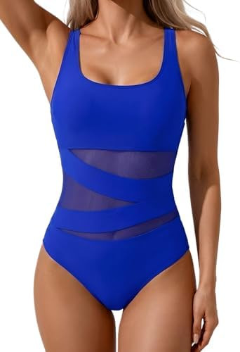 B2prity Women's Mesh One Piece Swimsuit Tummy Control Sexy Bathing Suit Push Up Swim Suit Slimmin... | Amazon (US)