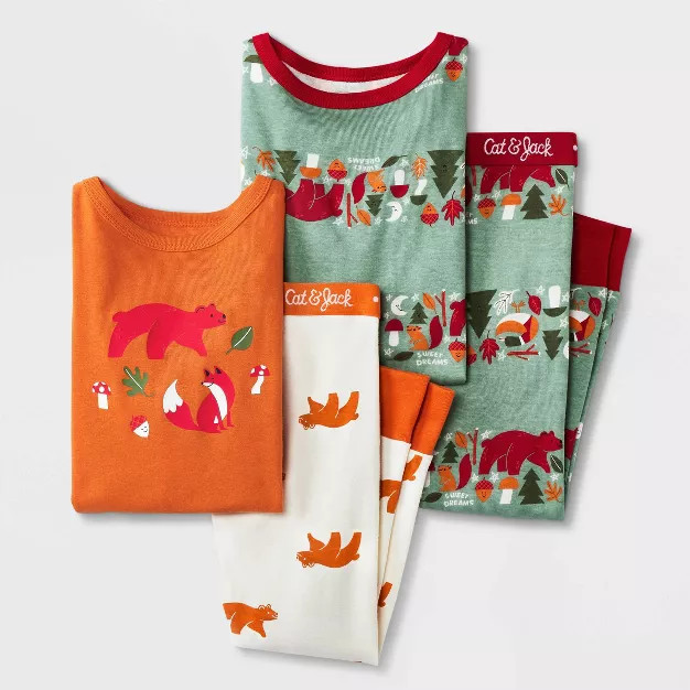 Toddler Boys' 4pc Bear Tight Fit Pajama Set - Cat & Jack™ Dark Orange | Target