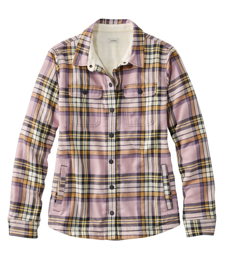Women's Fleece-Lined Flannel Shirt, Snap-Front Plaid | L.L. Bean
