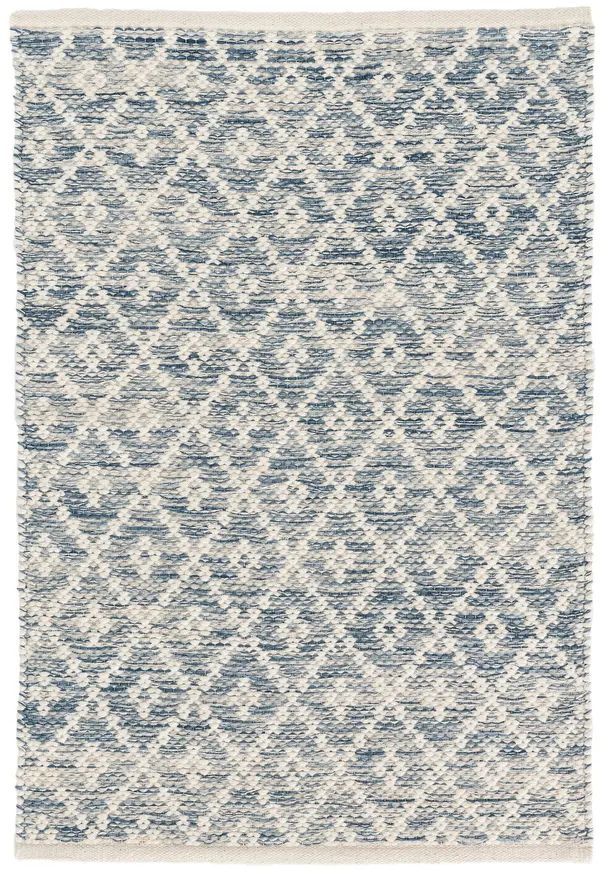 Melange Diamond Blue Woven Cotton Rug | Annie Selke